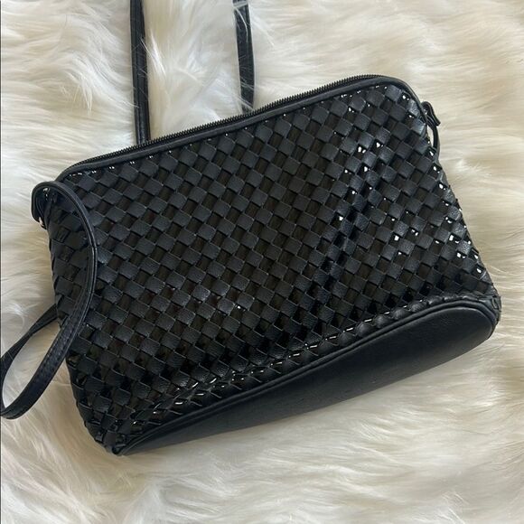 Vintage Ganson Crossbody Black Woven 80’s Bag Leather - Picture 8 of 8